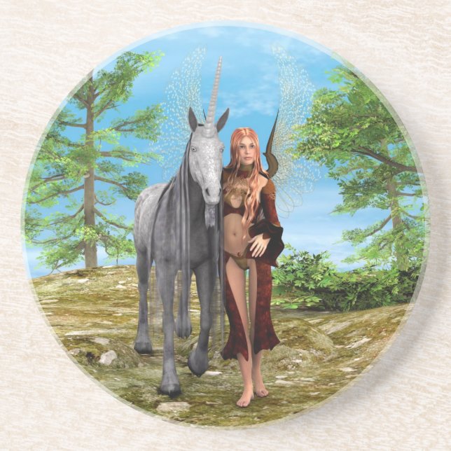 Fairy mit Unicorn Getränkeuntersetzer (Vorne)