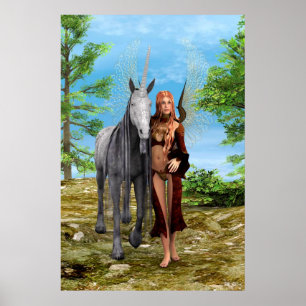 Fairy mit Unicorn Poster