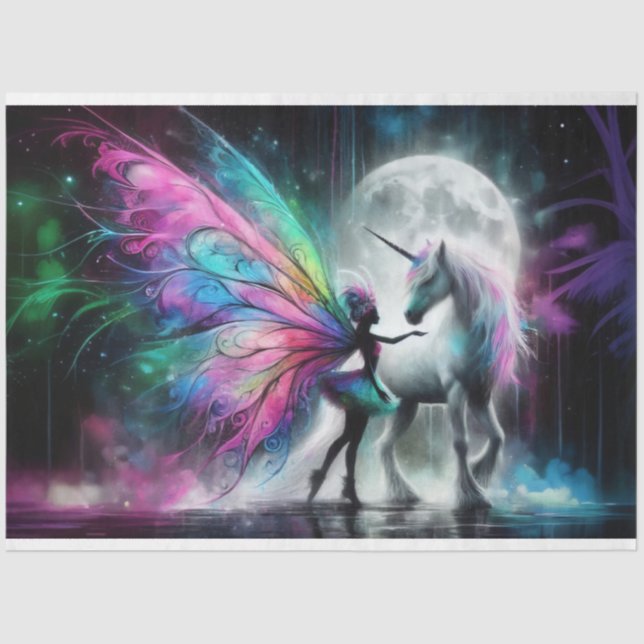 Fairy Moon Silhouette Pegasus Tissue Seidenpapier (Vorderseite)
