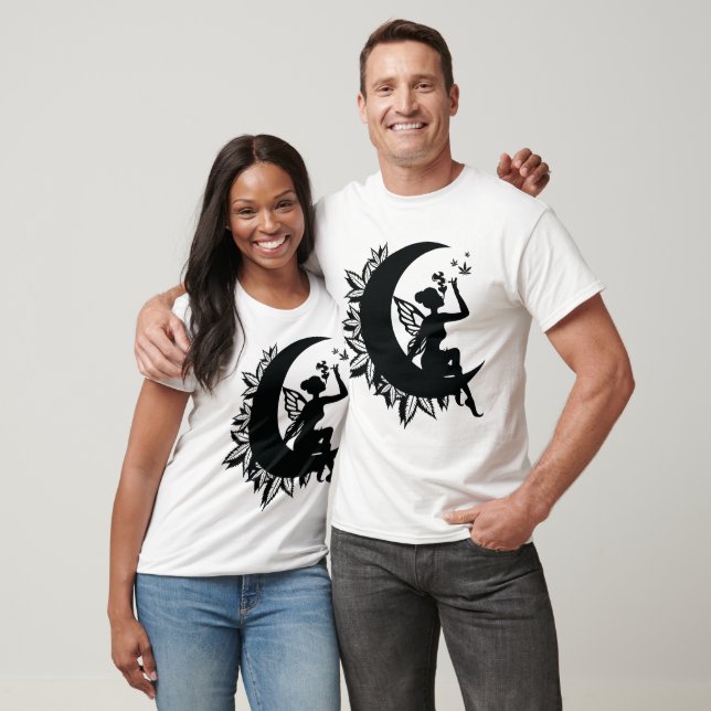 Fairy Moon und Leaf Rauchen T-Shirt (Unisex)