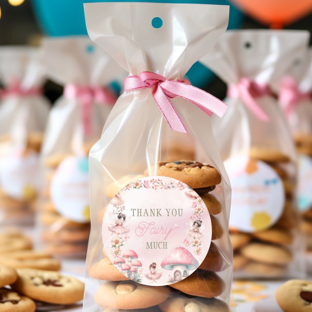 Fairy Mushroom House Pink Thank You Runder Aufkleber (Von Creator hochgeladen)