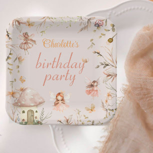 Fairy Mushroom Hütte Boho Watercolor Geburtstag Pappteller