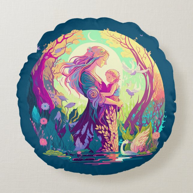 Fairy Mutter Rundes Kissen (Vorderseite)