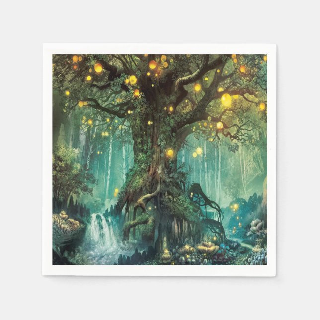 Fairy Night Scene Paper Napkin Serviette (Vorderseite)