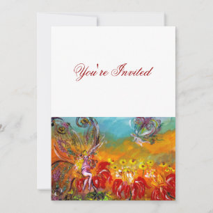 FAIRY OF THE RED BLUME Fantasy Birthday Party Einladung
