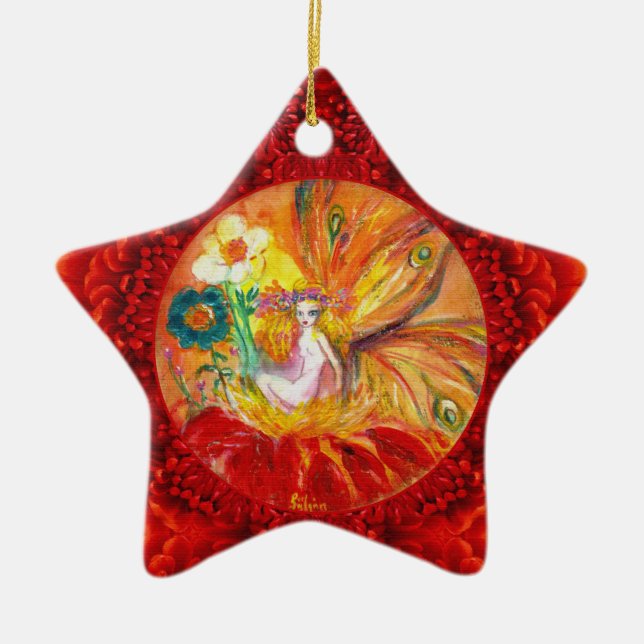 FAIRY OF THE RED BLUME Fantasy Star Keramik Ornament (Vorne)
