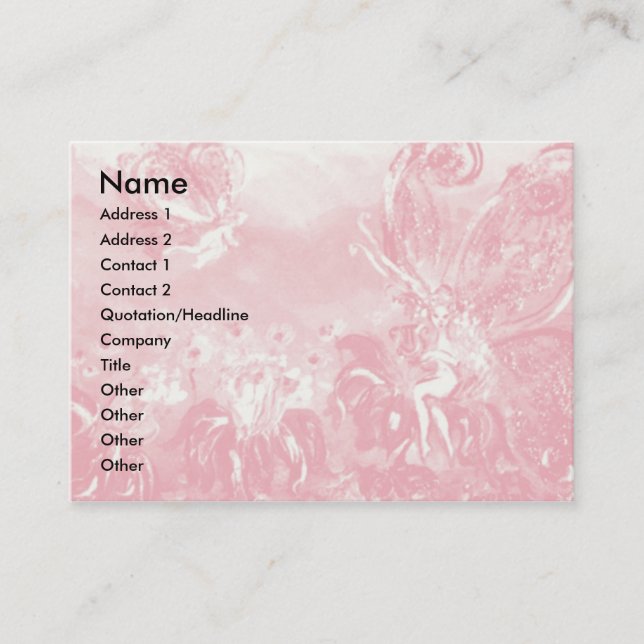 FAIRY OF THE RED BLUME Pink Floral Fantasy Visitenkarte (Vorderseite)
