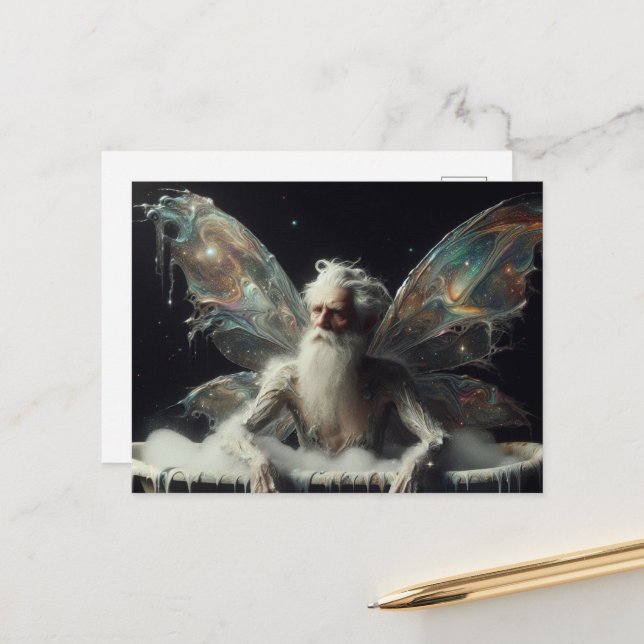 Fairy Old Man nimmt eine Blase Bad Postkarte (Vorderseite/Rückseite Beispiel)