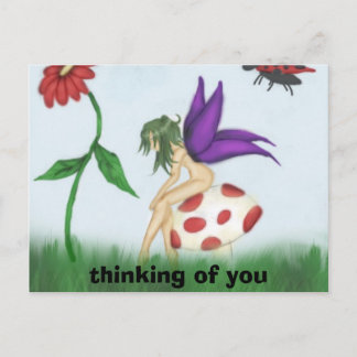 Fairy_on_a_mushroom_by_Ravenna, denken Sie an Sie Postkarte
