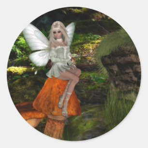 Fairy on a Musroom Design 2 Stickers