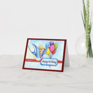 Fairy On Bird Carte de voeux Anniversaire