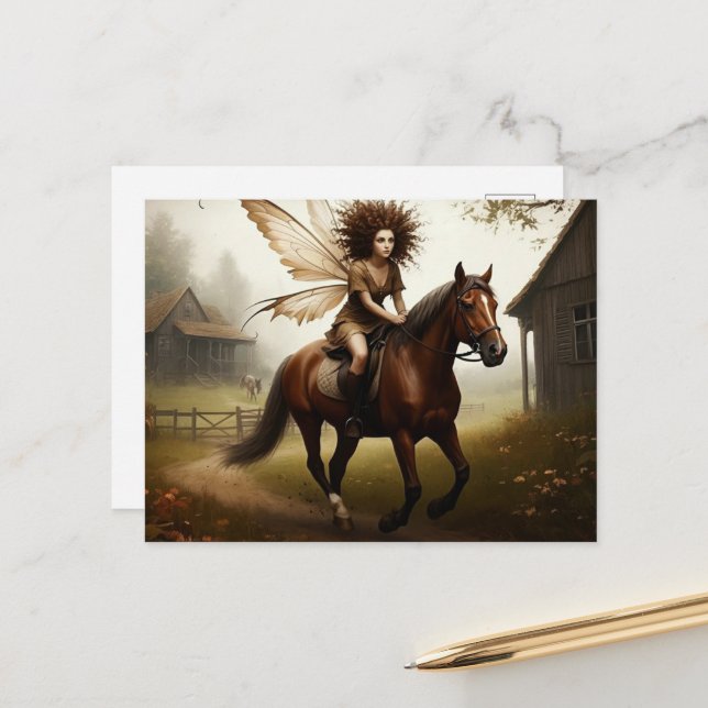 Fairy on Horseback Postkarte (Vorderseite/Rückseite Beispiel)