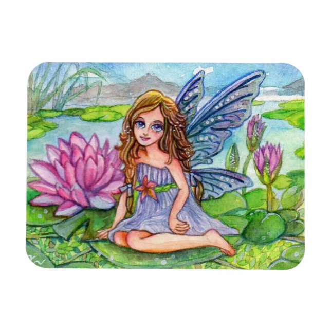 Fairy on Lily Pad Magnet (Horizontal)