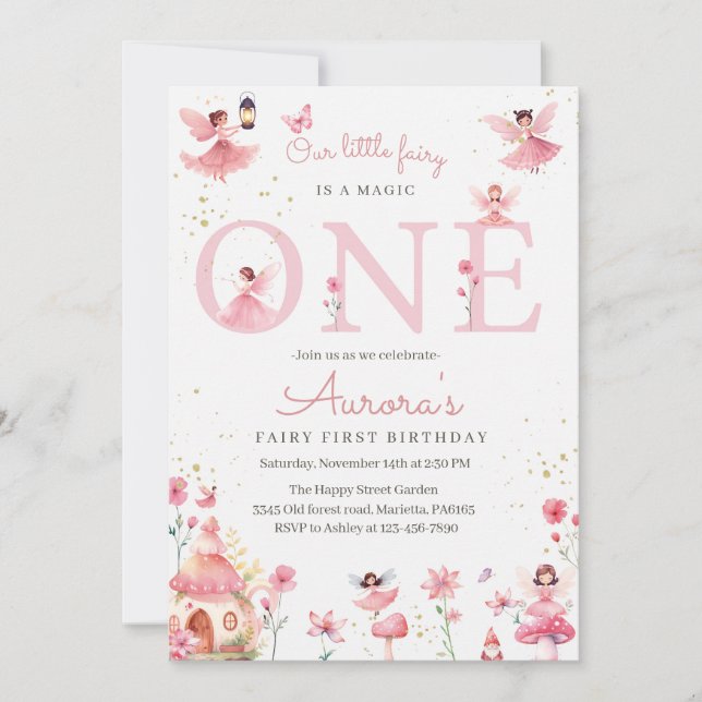Fairy One Invitation for Birthday Magical Party  (Devant)