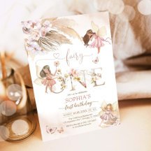 Fairy ONE Pampas 1. Geburtstagseinladung