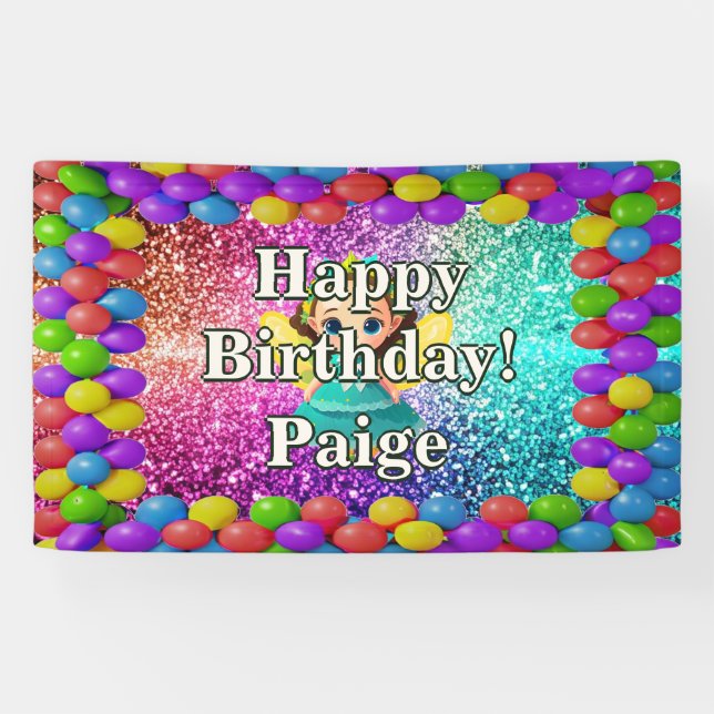 Fairy Personnalisé caractère bannière d'anniversai (Horizontal)
