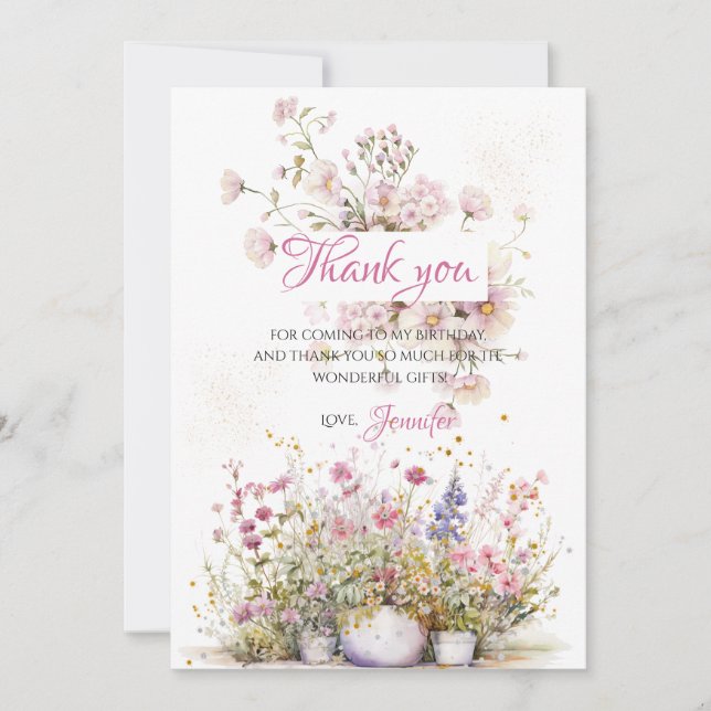 Fairy Pink Botanical Floral Merci (Devant)