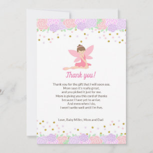 Fairy Pink Gold Baby Dusche Danke Karte