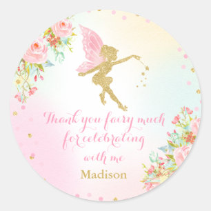 Fairy Pink & Gold Gastgeschenk Aufkleber Siegel