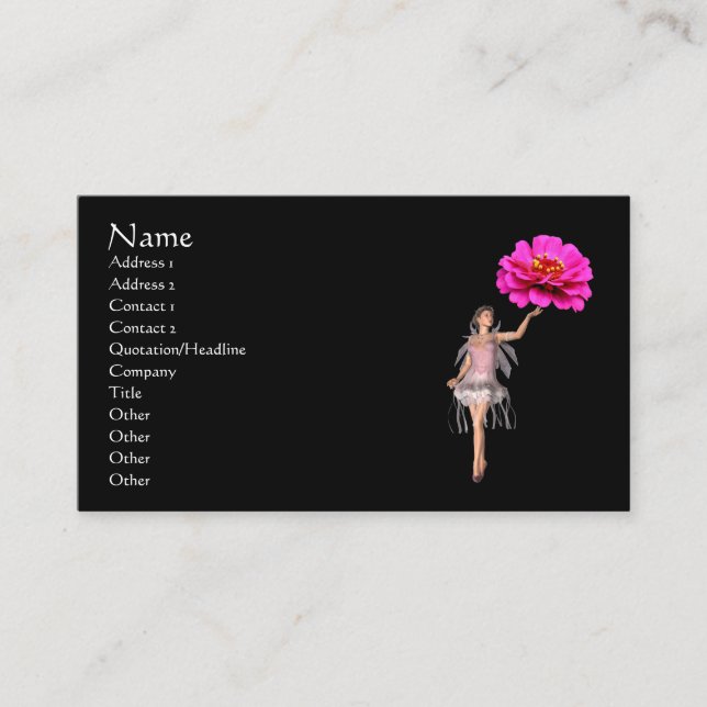 Fairy Pink Zinnia Imaginaire Carte de visite (Devant)