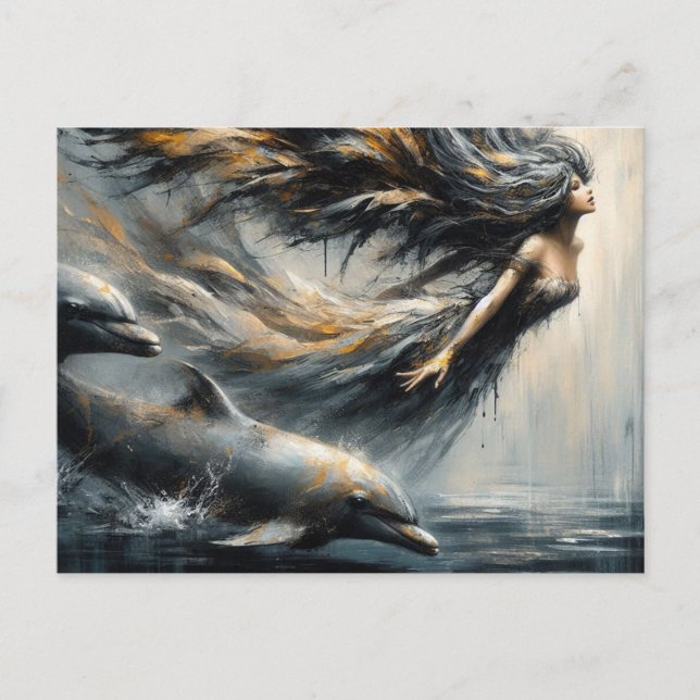 Fairy Playing mit Delphinen Postkarte (Vorderseite)