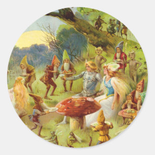 Fairy Prince und Thumbelina im Zauberwald Runder Aufkleber