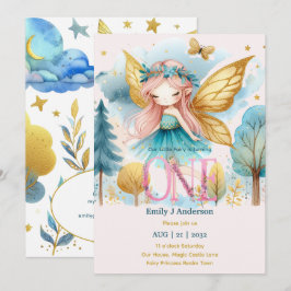 Fairy Princess 1st Birthday ONE Pink Fairycore Einladung