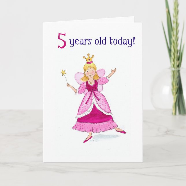Fairy Princess 5. Geburtstagskarte Karte (Vorderseite)