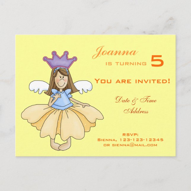 Fairy Princess Birthday Einladung (Vorderseite)