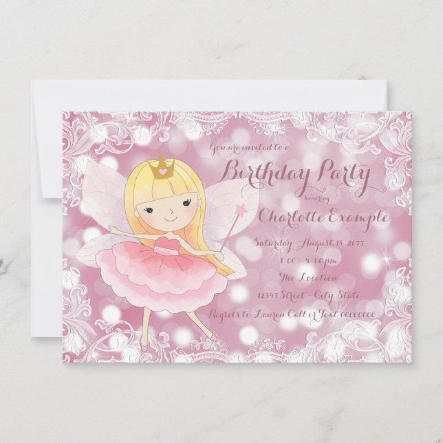Fairy Princess Birthday Party Einladung (Vorderseite)