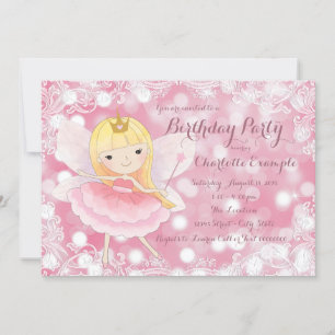 Fairy Princess Birthday Party Einladung