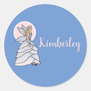 Fairy Princess Bride Dress Fashion Illustration Runder Aufkleber