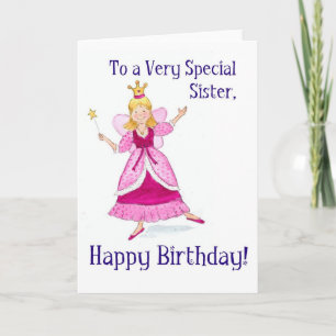 Fairy Princess Carte d'anniversaire pour une soeur