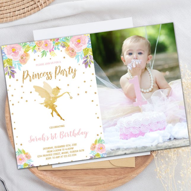 Fairy Princess Einladung zum Foto (Fairy Princess Birthday Invitations with photo)