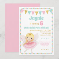 Fairy Princess Invitation Blonde fête d'anniversai