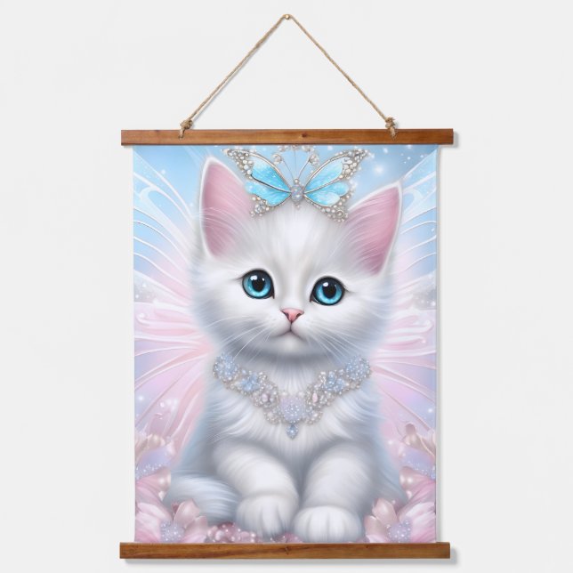 Fairy Princess Kitten Wandteppich Mit Holzrahmen (Vorderseite)