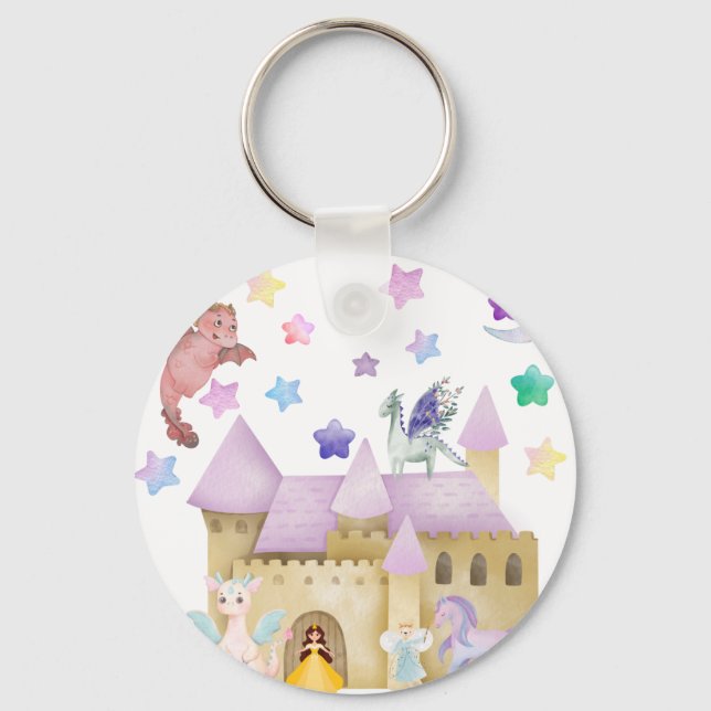 Fairy Princess Magical Castle Gastgeschenk Schlüsselanhänger (Vorderseite)