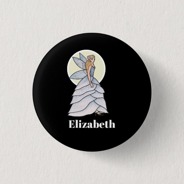Fairy Princess Petals Dress Fashion Illustration Button (Vorderseite)