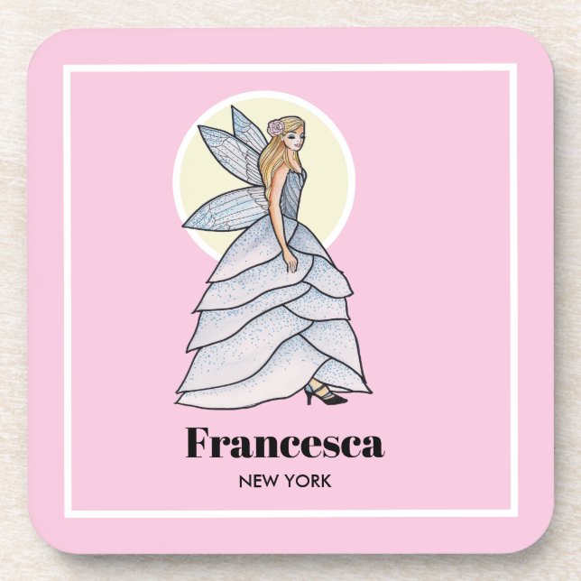 Fairy Princess Petals Dress Fashion Illustration Getränkeuntersetzer (Vorderseite)
