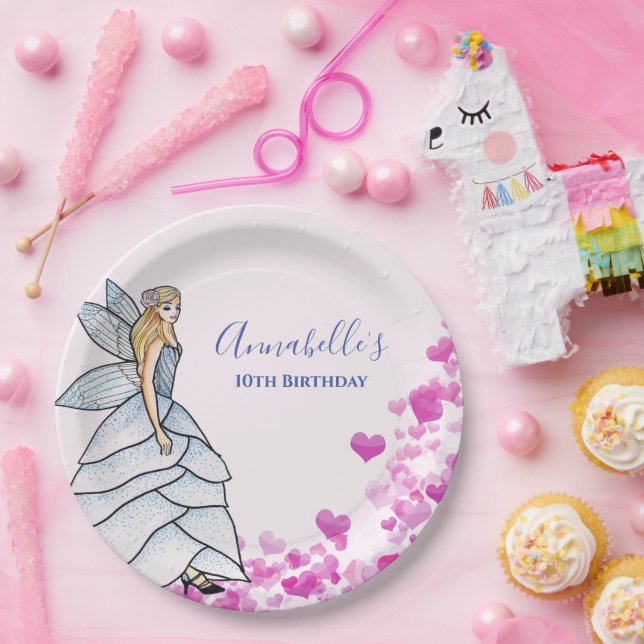 Fairy Princess Petals Dress Fashion Illustration Pappteller (Party)