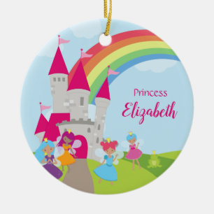 Fairy Princess Rainbow und Burg Burg Girl Keramik Ornament