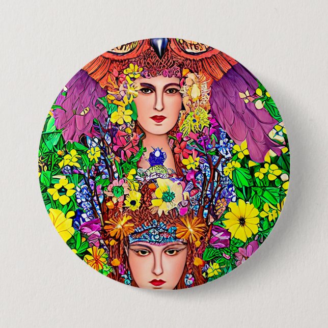Fairy Princess Schwestern Blumenstrauß im Jugendst Button (Vorderseite)