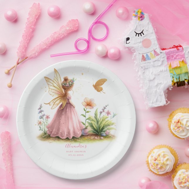 Fairy Princess verzaubert Pink Baby Girl Dusche Pappteller (Party)