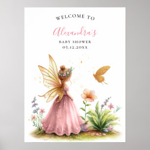 Fairy Princess verzaubert Pink Baby Girl Dusche Poster