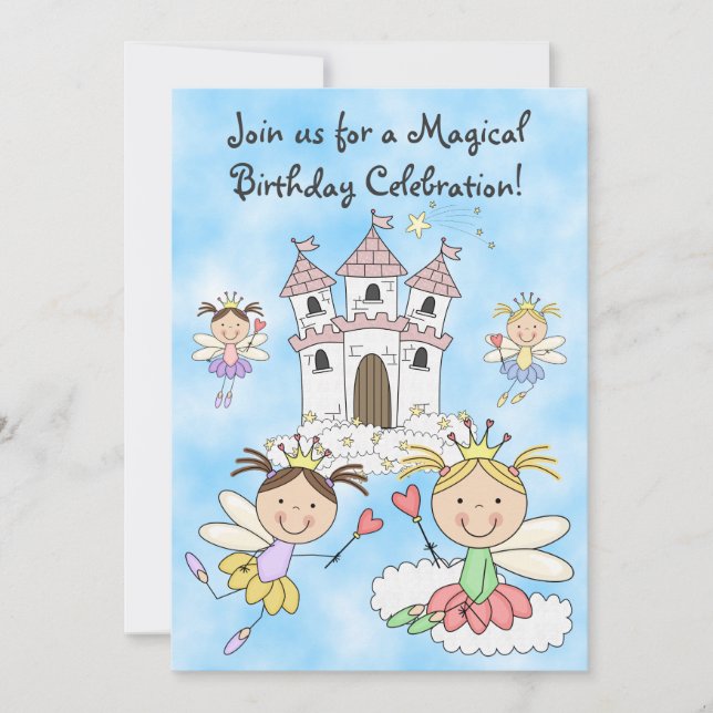 Fairy Princesses and Castle Einladung zum Geburtst (Vorderseite)