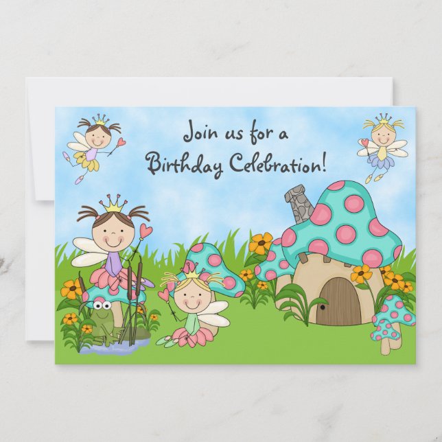 Fairy Princesses and Garden Geburtstag Einladung (Vorderseite)