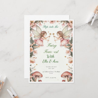 Fairy QUATRE est Invitation d'anniversaire - Twin