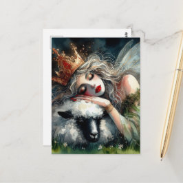 Fairy Queen schläft auf ihrem Haustier Postkarte