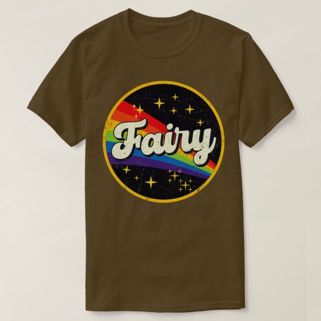 Fairy Rainbow in Space Vintag GrungeStyle T-Shirt (Design vorne)