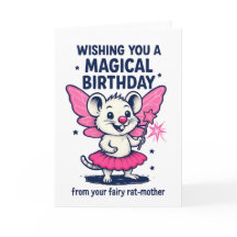 Fairy Rat Mother Birthday Card: Funny Pink Animal 